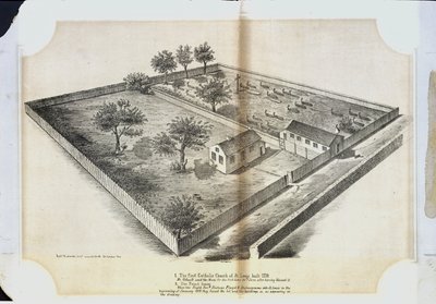 The First Catholic Church in St. Louis Built 1770. Mr. Gibault Said the Mass for the First Time 24th June After Having Blessed It by Julius Hutawa Co.